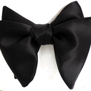 Men's Self-tied Bow Tie Black Charmeuse Silk Bow tie Big Butterfly Bow tie S013